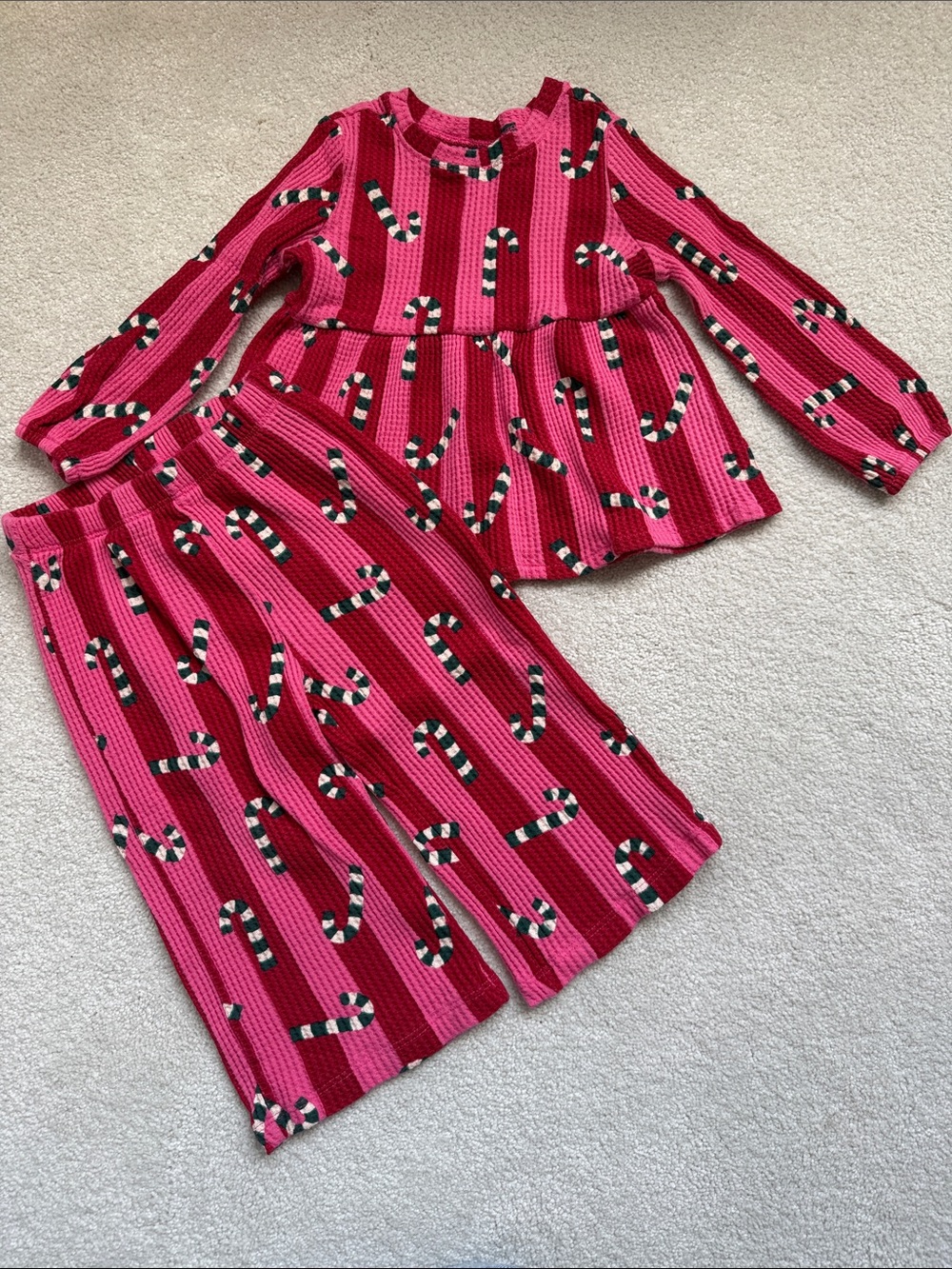 Old Navy Pink & Red Candy Cane 2T Stripe Girls' Set